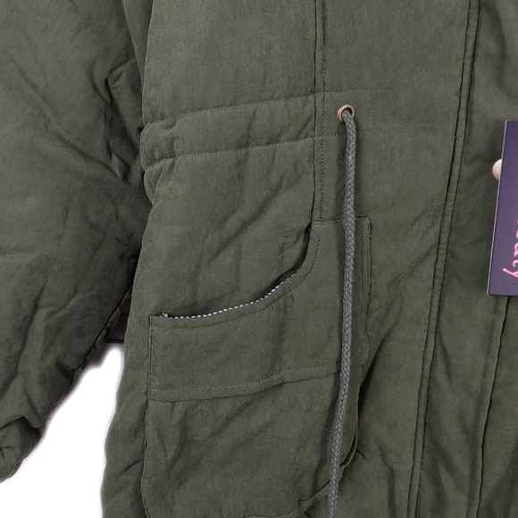 Curlbiuty Womens Dark Olive Winter Faux Fur Lining  Parka NWT Sz S - Picture 9 of 12